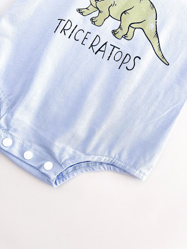 Title 15, Baby Dinosaur Print Casual Triangle Overalls. C...