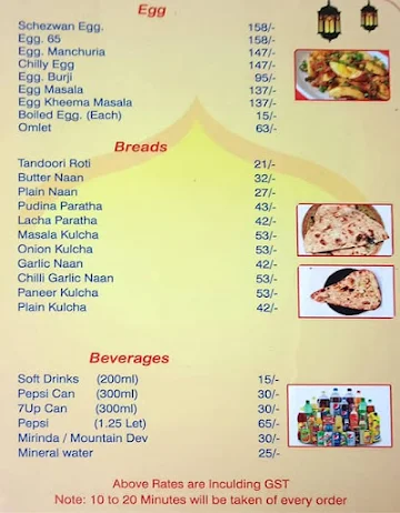 Hyderabad Shahi Restaurant menu 