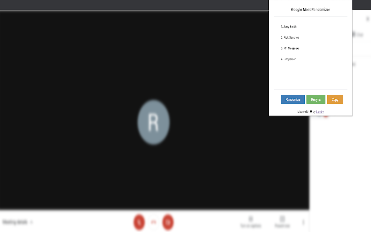 Google Meet Randomizer Preview image 2