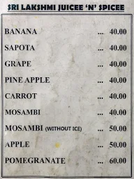 Sri Lakshmi Juice N Spicee menu 1