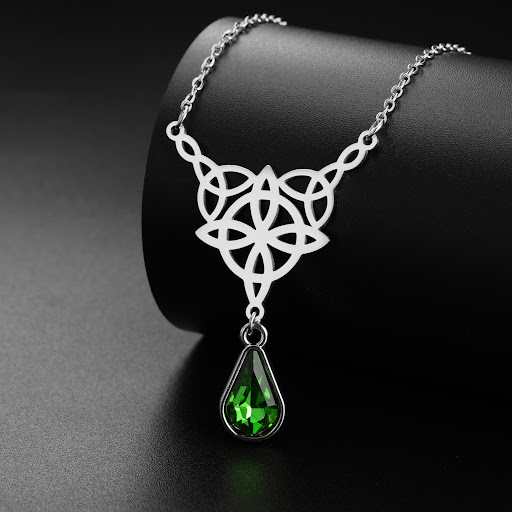 Title 2, Double Knot Four Petal Leaf Titanium Steel Crys...