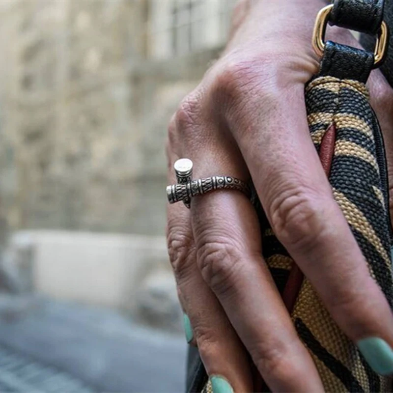 Title 5, Bague Ouverte Réglable Totem Vikings Vintage po...