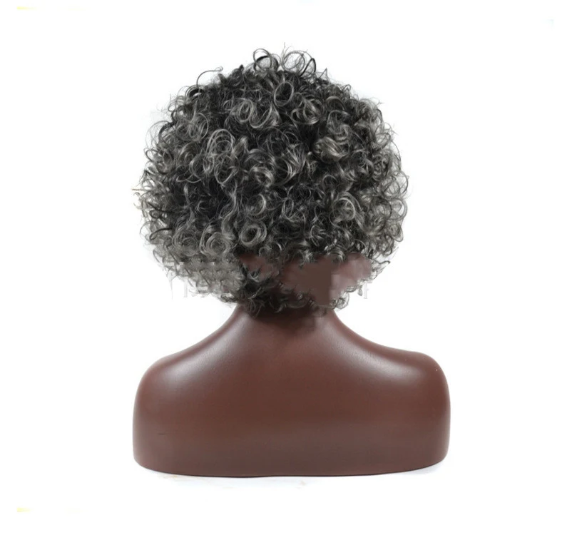 Oma grijs kort synthetisch haar pruik. Ideaal voor kostuums en themafeesten. Gemakkelijk te stylen, comfortabel en natuurlijk ogend.