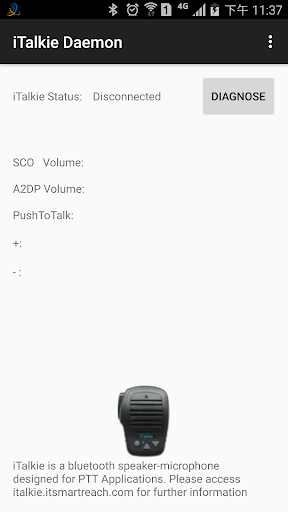 Screenshot iTalkie daemon bluetooth ptt s