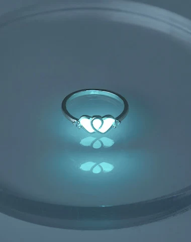 Dark Blue Luminous Double Heart-sha - 3