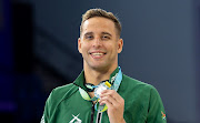 Chad le Clos of SA with the silver medal from the men's 200m butterfly finals at the 2022 Commonwealth Games at Sandwell Aquatics Centre in Birmingham on July 31 2022.