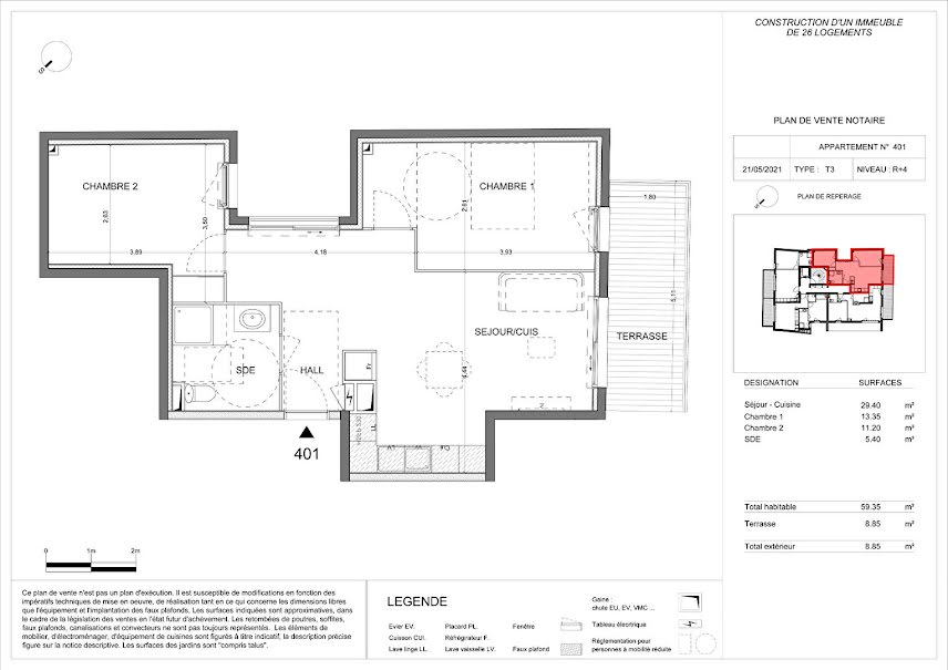 Vente appartement 3 pièces 59.35 m² à Nice (06000), 320 000 €