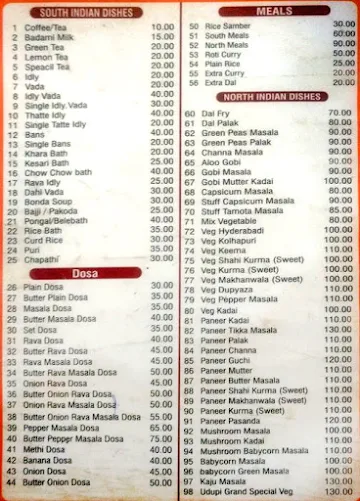 New Udupi Grand menu 