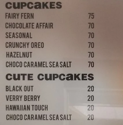 Dangee Dums menu 