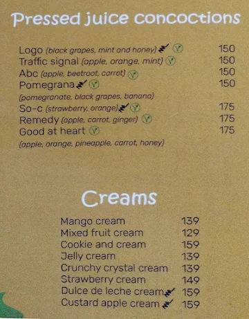 Firangi Falooda menu 