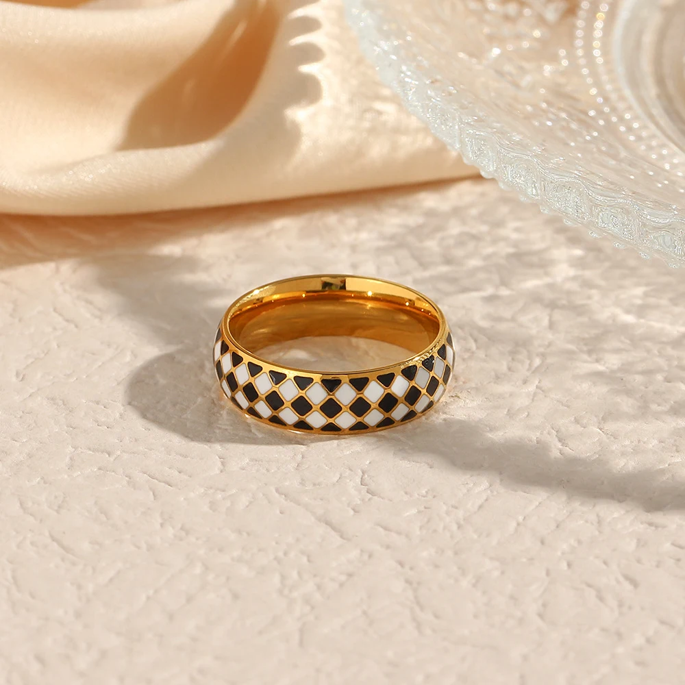 Title 5, Anello da donna in acciaio inox placcato oro 18...