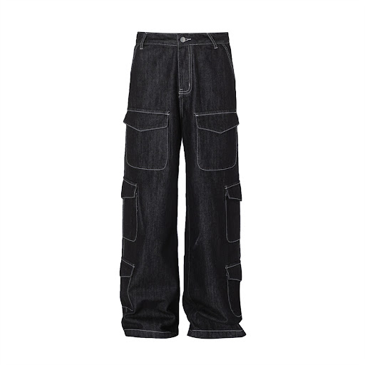 Title 7, Stylish Multi-pocket Denim Trousers For Men Com...
