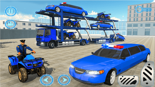 US Police limousine Car Quad Bike Transporter Game