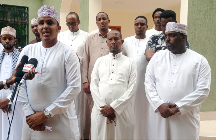 Liboi ward MCA Abdirahman Ali Sheikh is flanked by ward representatives from Garissa. The MCAs decried the increasing number of missing people in the county.