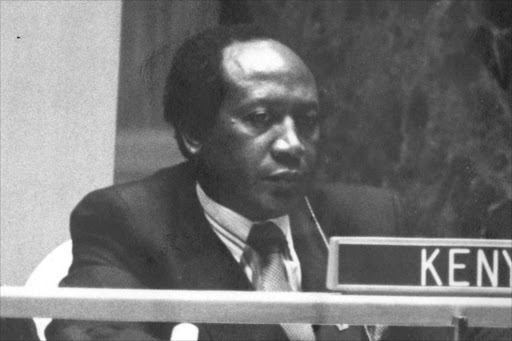 Robert Ouko (R) with N.Biwott and G.G Kariuki at UN in New York on Sept 24th 1981