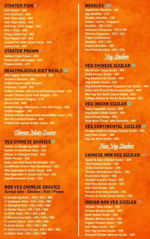 Gola Sizzlers menu 