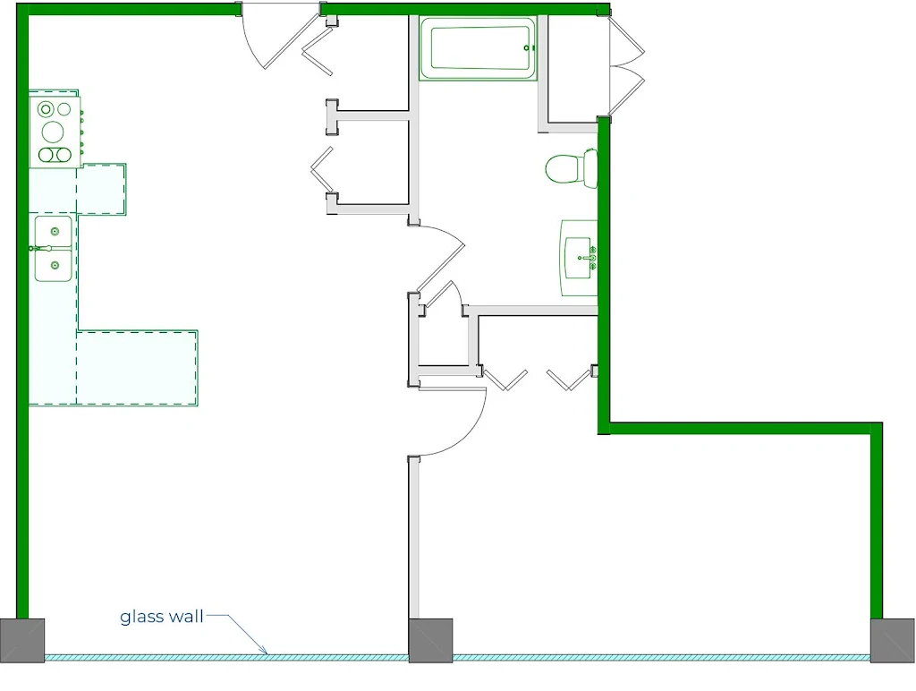 Rooney Floorplan Diagram 825 sq ft