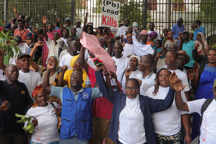 A group of Owino Uhuru residents and activists outside the Court of Appeal in Mombasa on Wednesday, March 15.