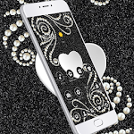 Cover Image of Tải xuống Black Glitter Pearl Heart Theme 1.1.2 APK