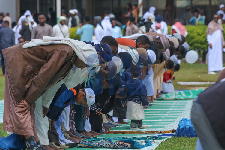 Muslims gather for prayers at Sir Ali Muslim Club, Kariakor on May 2, 2022.