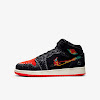 air jordan 1 mid se gs black / sail / chile red