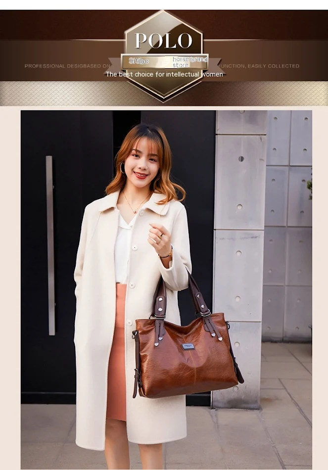 Retro Fashion Tote Bag, Casual Soft Leather Shoulder Crossbody Bag, Large Capacity for Women. Stylish and practical for 