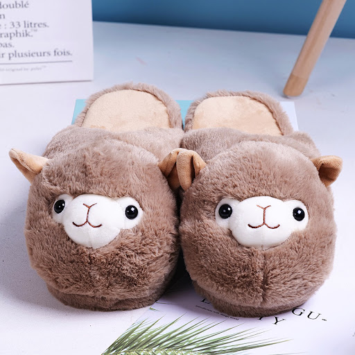 Title 3, Cute Alpaca plush indoor slippers for cozy comf...