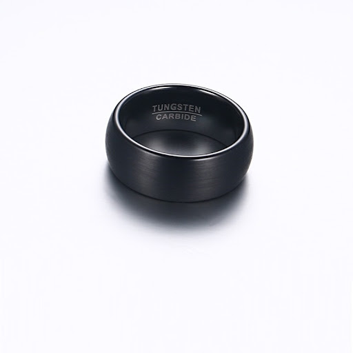 Title 5, 8MM Mens Geometric Brushed Tungsten Ring Black...