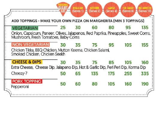 La Pino'z Pizza menu 