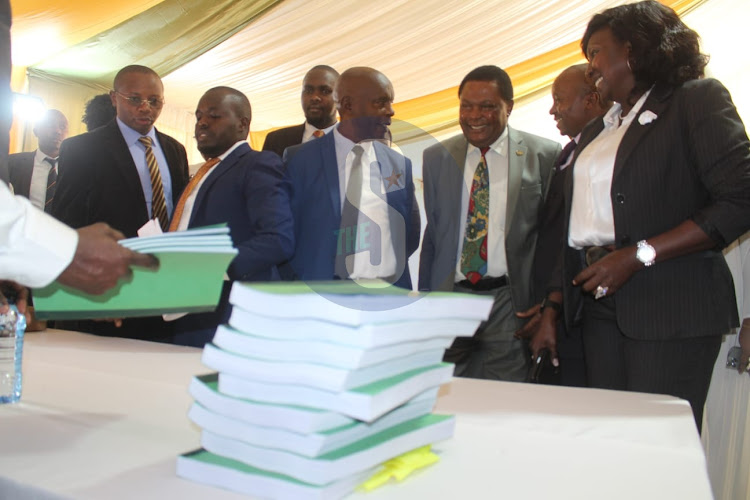 Lawyers Adrian Kamotho, Collins Kiprono, Kivutha Kibwana, Kioko Kilukumi, Kithure Kindiki and Gladys Shollei when UDA filed responses at Supreme Court, Nairobi on August 26, 2022.