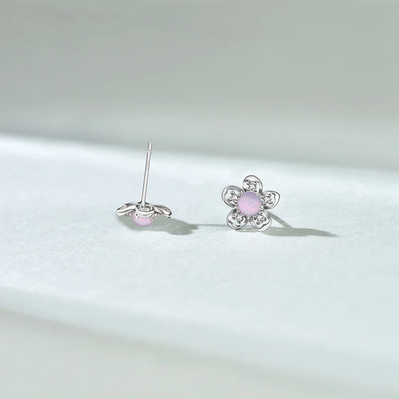 Nouveaux clous d'oreilles pastoraux en argent sterling avec fleurs de cerisier, style japonais et coréen, pour automne et hiver.