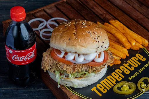 Crispy Chicken Burger + Salted Fries (M) + Select Your Drink