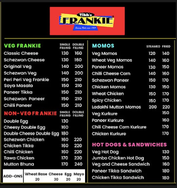 Tibb's Frankie - Serving Rolls Since 1969 menu 