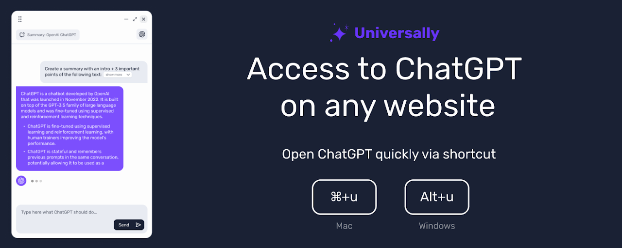 Universally - ChatGPT on any website Preview image 1