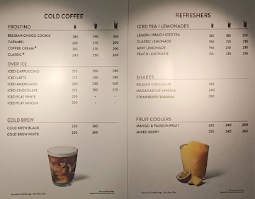 Costa Coffee menu 