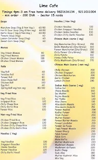 Lime Cafe menu 1