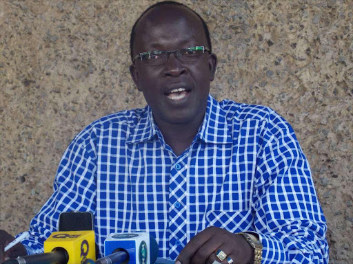 Walter Barasa speaks during a press conference at Chester House after the ICC issued a warrant of arrest against him. /FILE