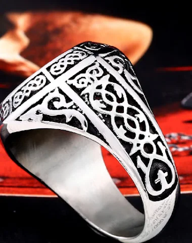 Bague vintage en acier titane, pour - 2
