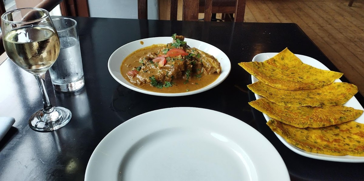 Lamb curry and graham flat bread