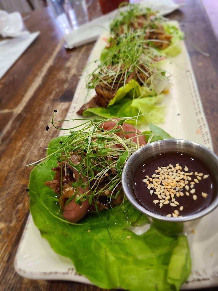 Sticky Pork lettuce wraps