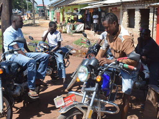 Boda Boda riders at Kombani stage on Wednesday, September 12, 2018. /CHARI SUCHE