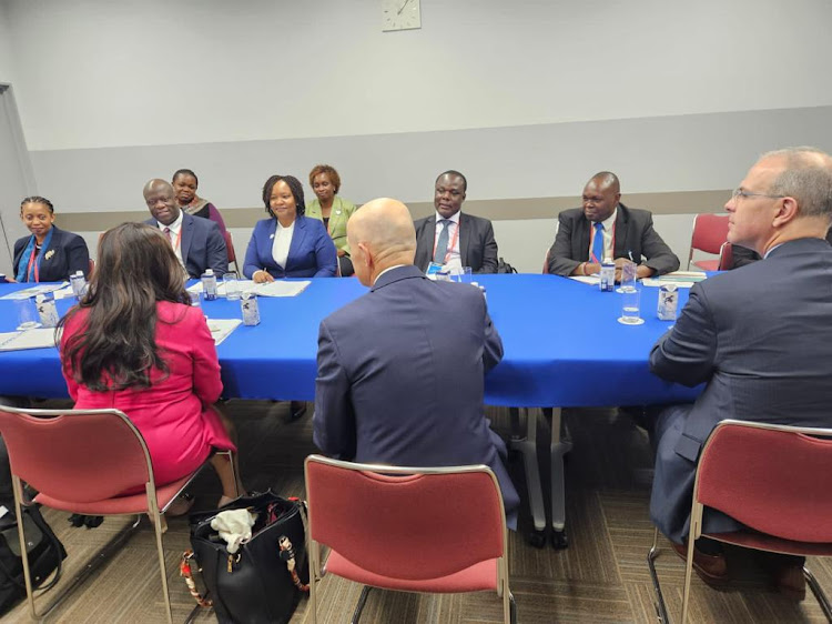 Trade and Industry CS Rebecca Miano with Canada’s Minister for Export Promotion, International Trade and Economic Development Mary NG on October 28, 2023