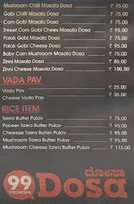 99 Variety Dosa & Pav Bhaji menu 3