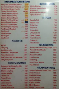 Sri Annapurna Curries menu 1