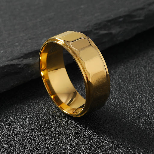 Title 6, Stainless Steel Ring 8mm, Fashion Simple, Polis...