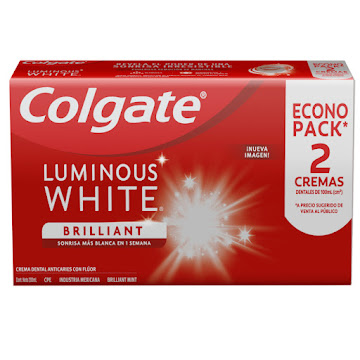 Crema Dental Colgate Blanqueadora Luminous White Brilliant Caja 75ml x 2 und  