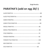 Singh Paratha menu 1