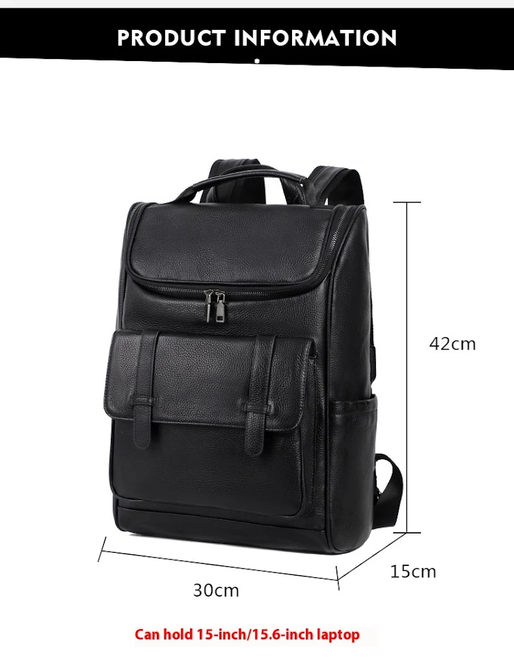 Mochila Top Layer de Couro Genuíno, Grande Capacidade – Ideal para Viagens, Trabalho e Uso Diário – Design Clássico e Resistente