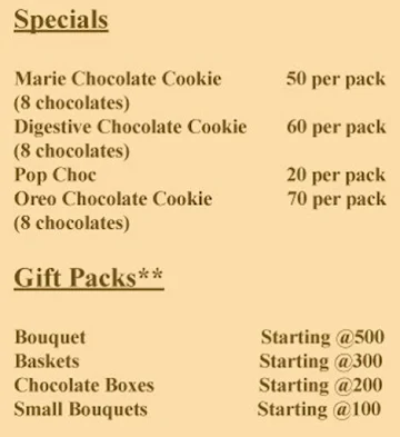 Chocochill menu 