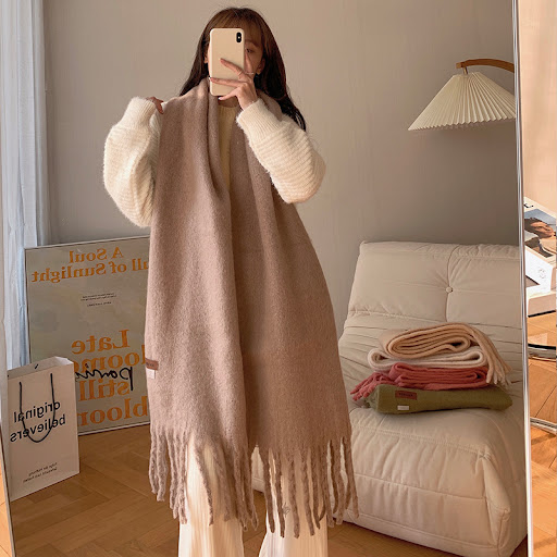 Title 8, Womens Versatile Fashion Solid Color Warm Scarf